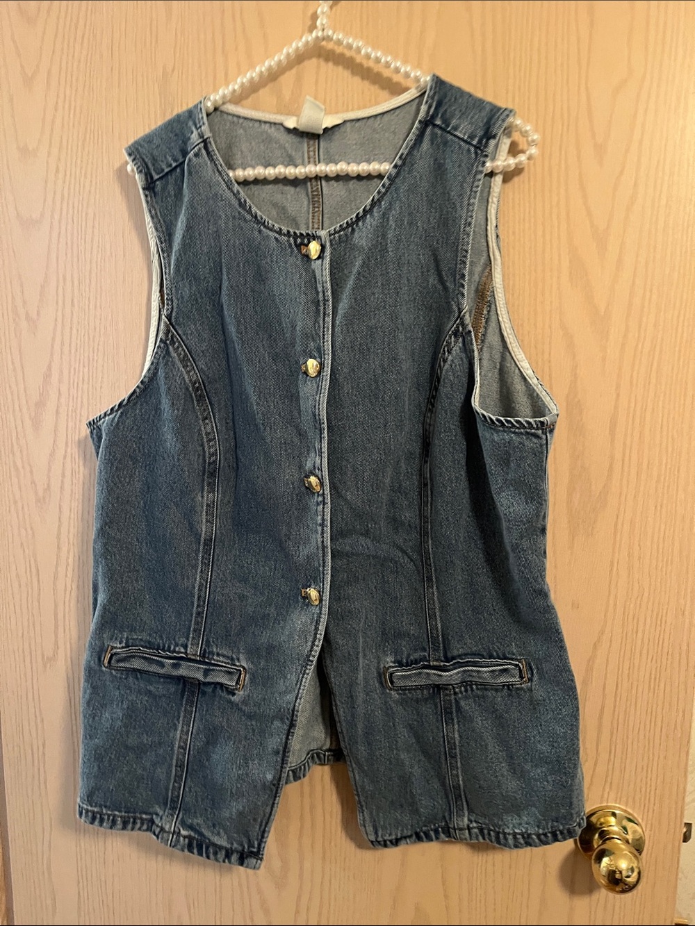 H&M Denim Button-Front Vest in Blue